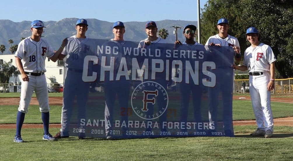 Players holding up NBC Champions banner