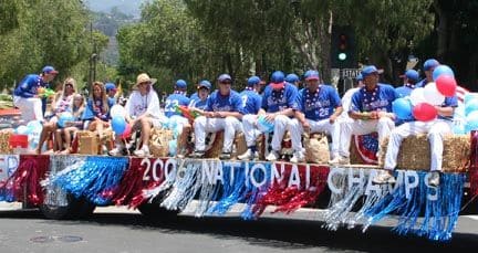 Team on parade float