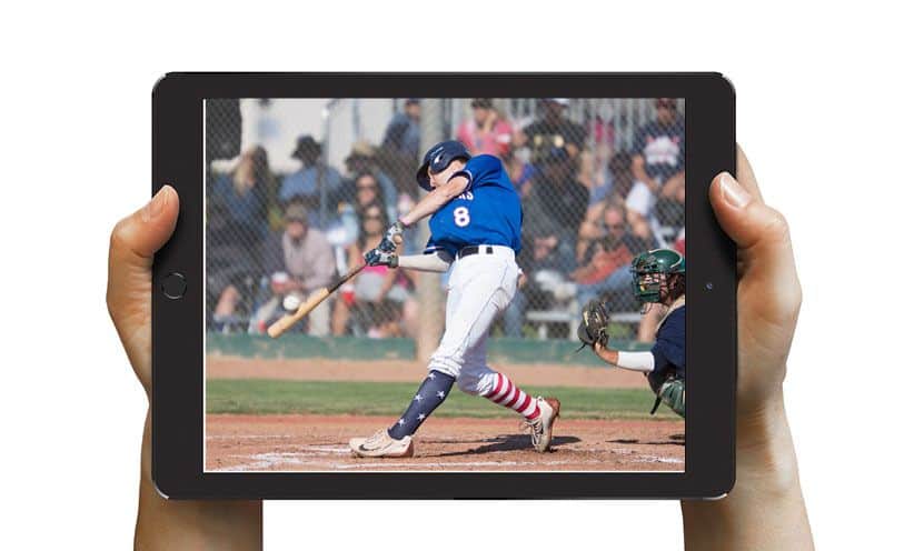 Tablet with baseball game